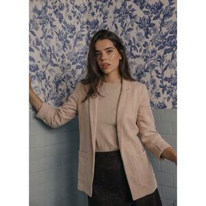 NWOT H&M DIVIDED Women's Blush Pink Casual Blazer Jacket Lightweight Size XS
